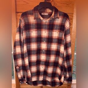 Sonoma  Red, White, Blue Flannel Shirt Large